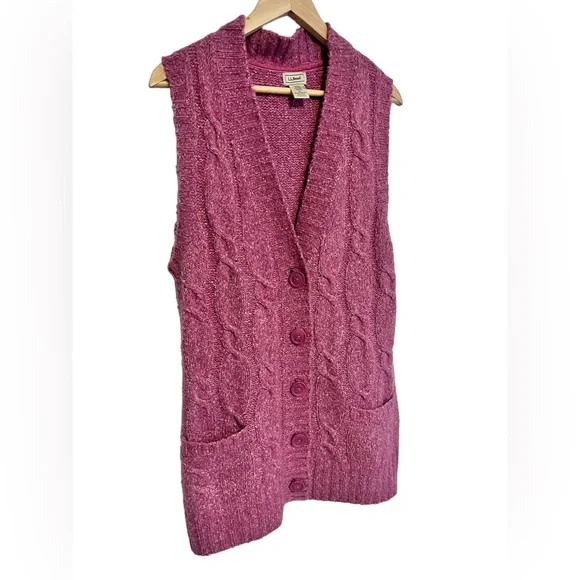 LL Bean Cable Knit Wool Sweater Vest Size XL - Picture 2 of 6